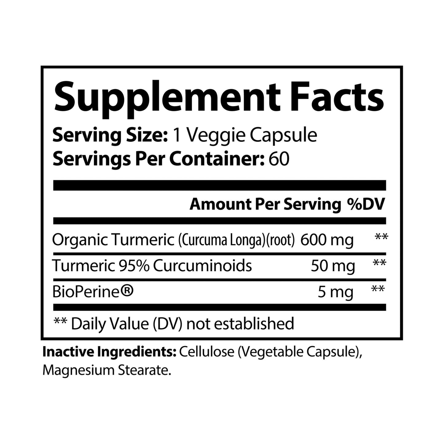 The Daily Formula - Turmeric with BioPerine® (Black Pepper Fruit Extract) Supplement (60 Capsules)
